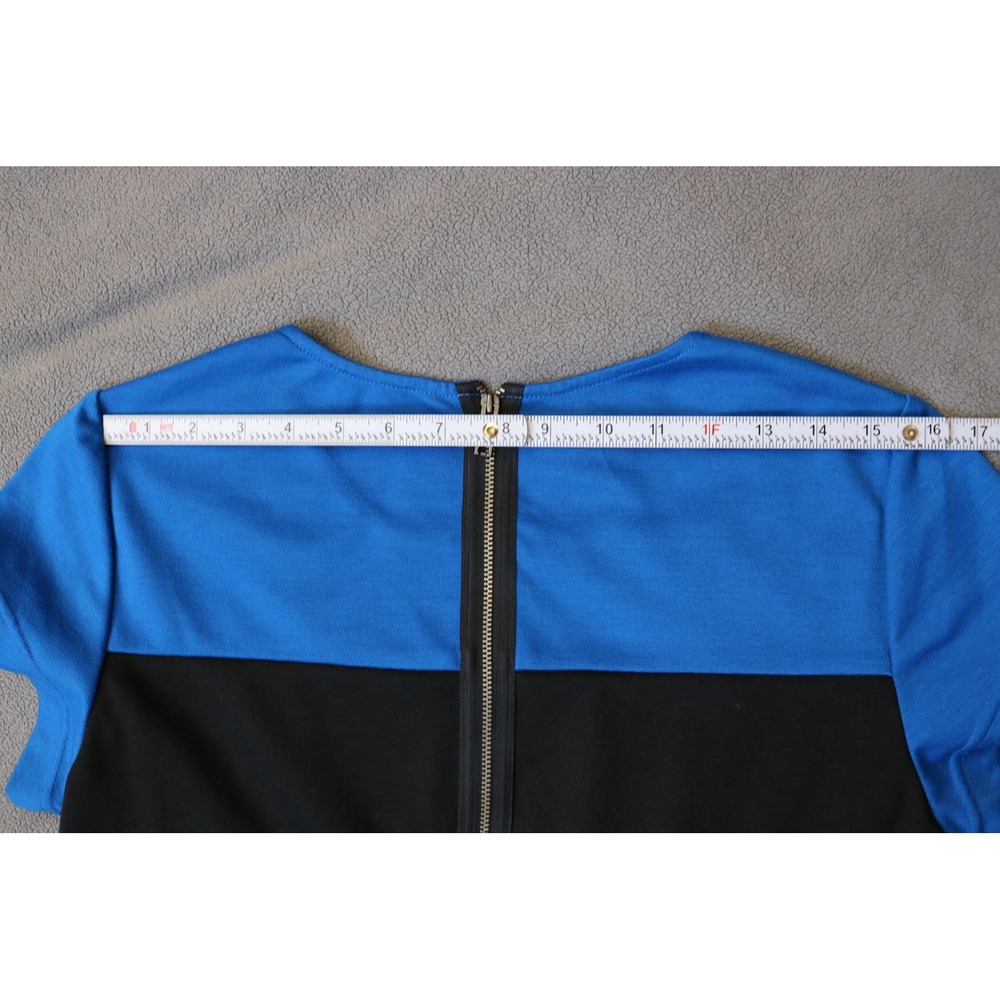 DKNYC Colorblock Sheath Dress Women Small Black Blue Green Short Sleeve Zip Back - Picture 7 of 13